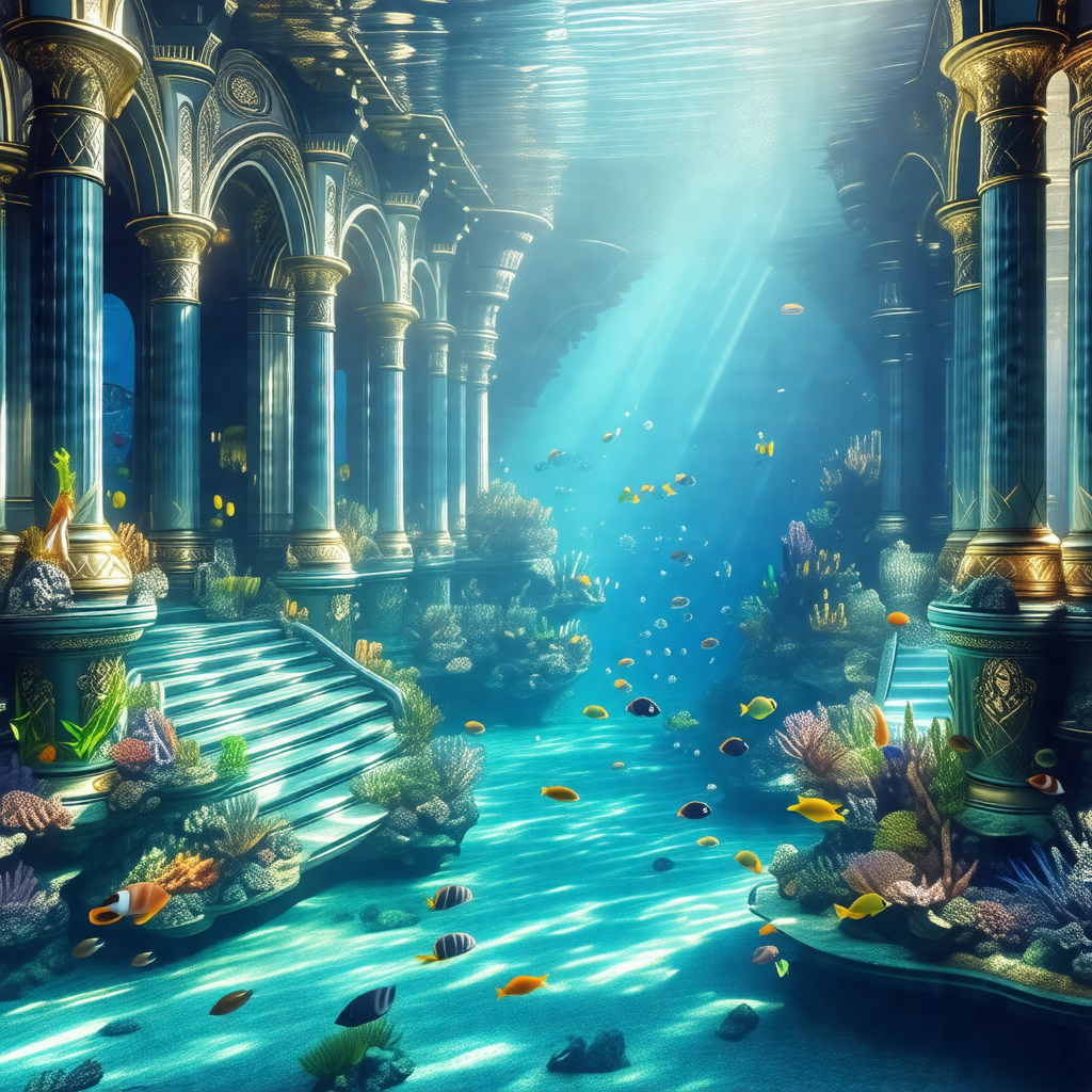 Beautifully rendered 3d underwater scene featuring a larg...