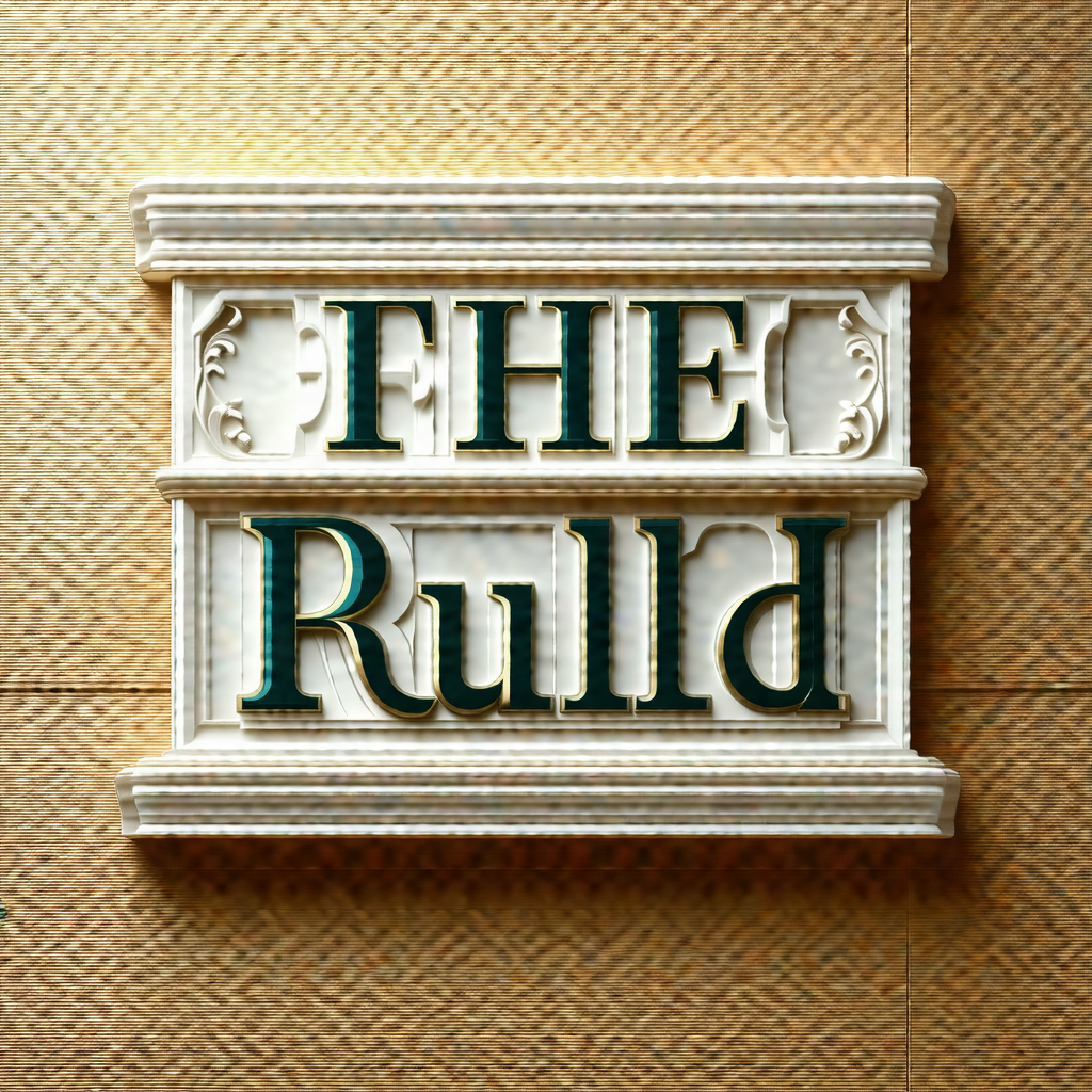 White sign with black lettering, which reads "the ruld