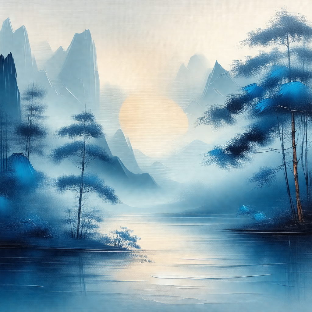 Serene scene of a lake surrounded by trees