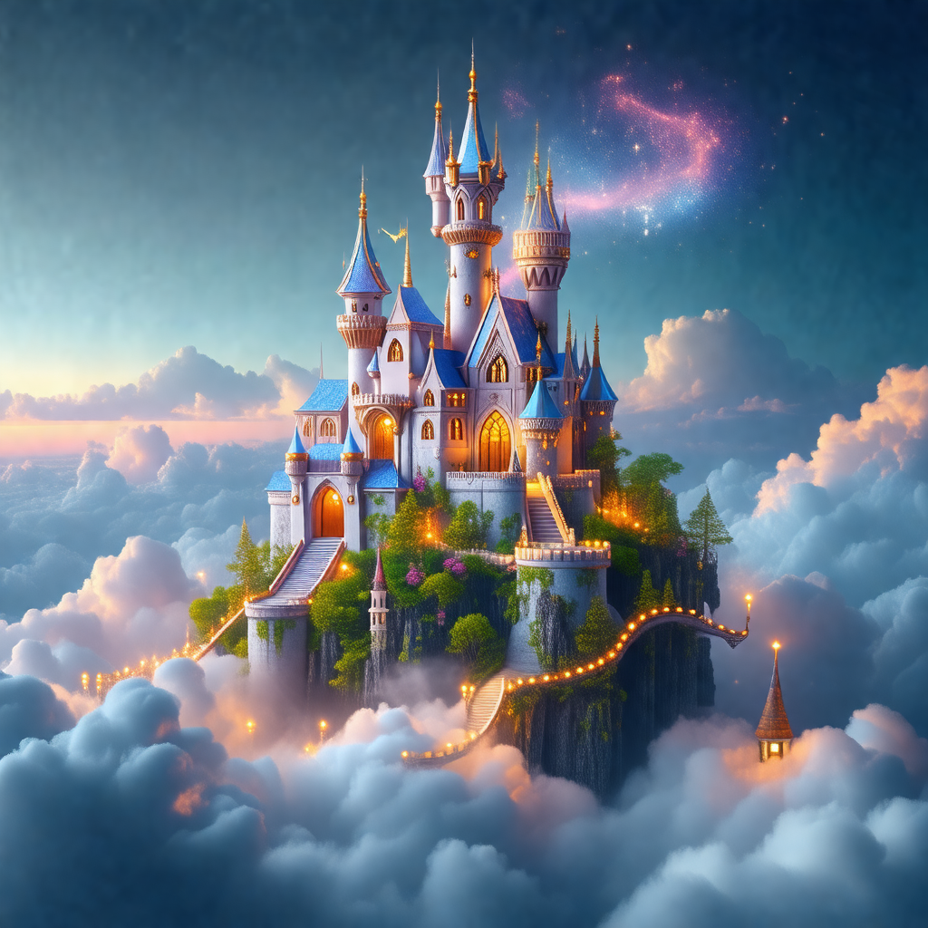 Digital painting of a majestic castle, which appears to b...