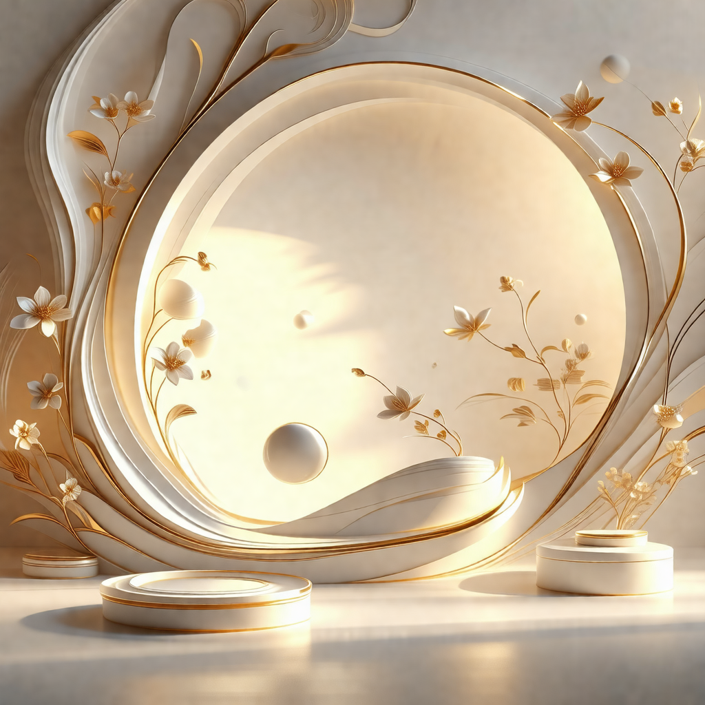 Beautifully crafted artwork of a white and gold sphere, w...