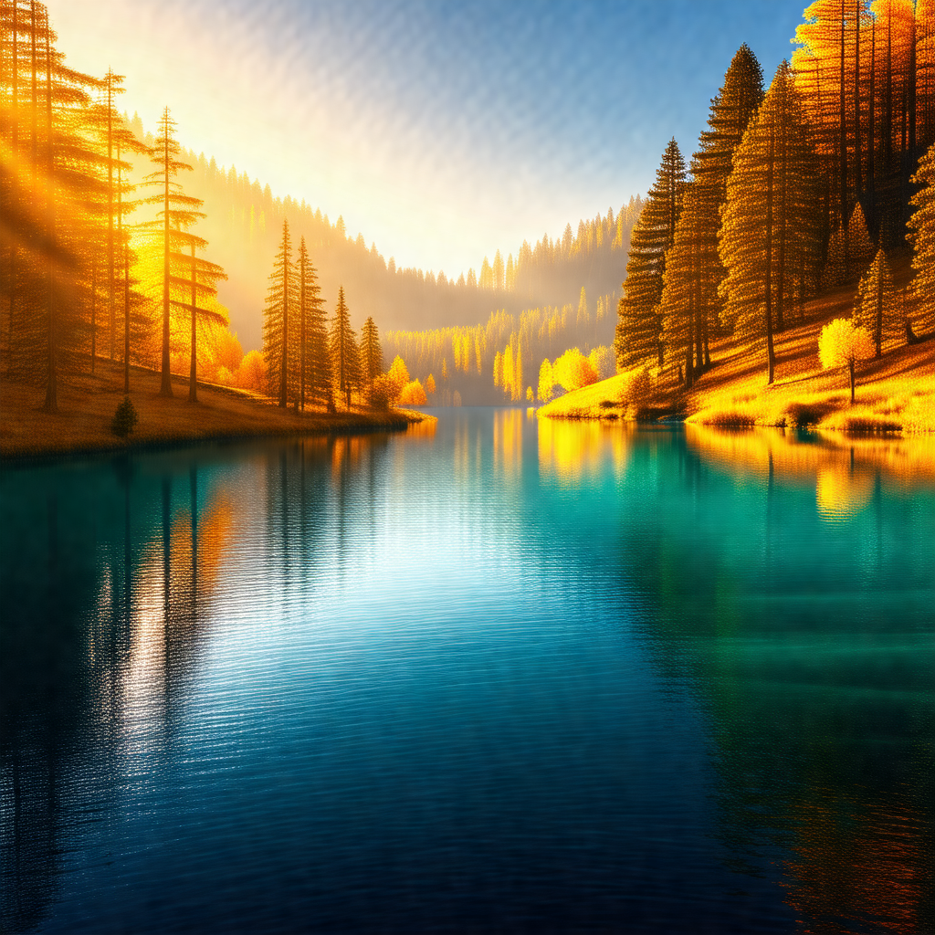 Serene scene of a lake surrounded by trees