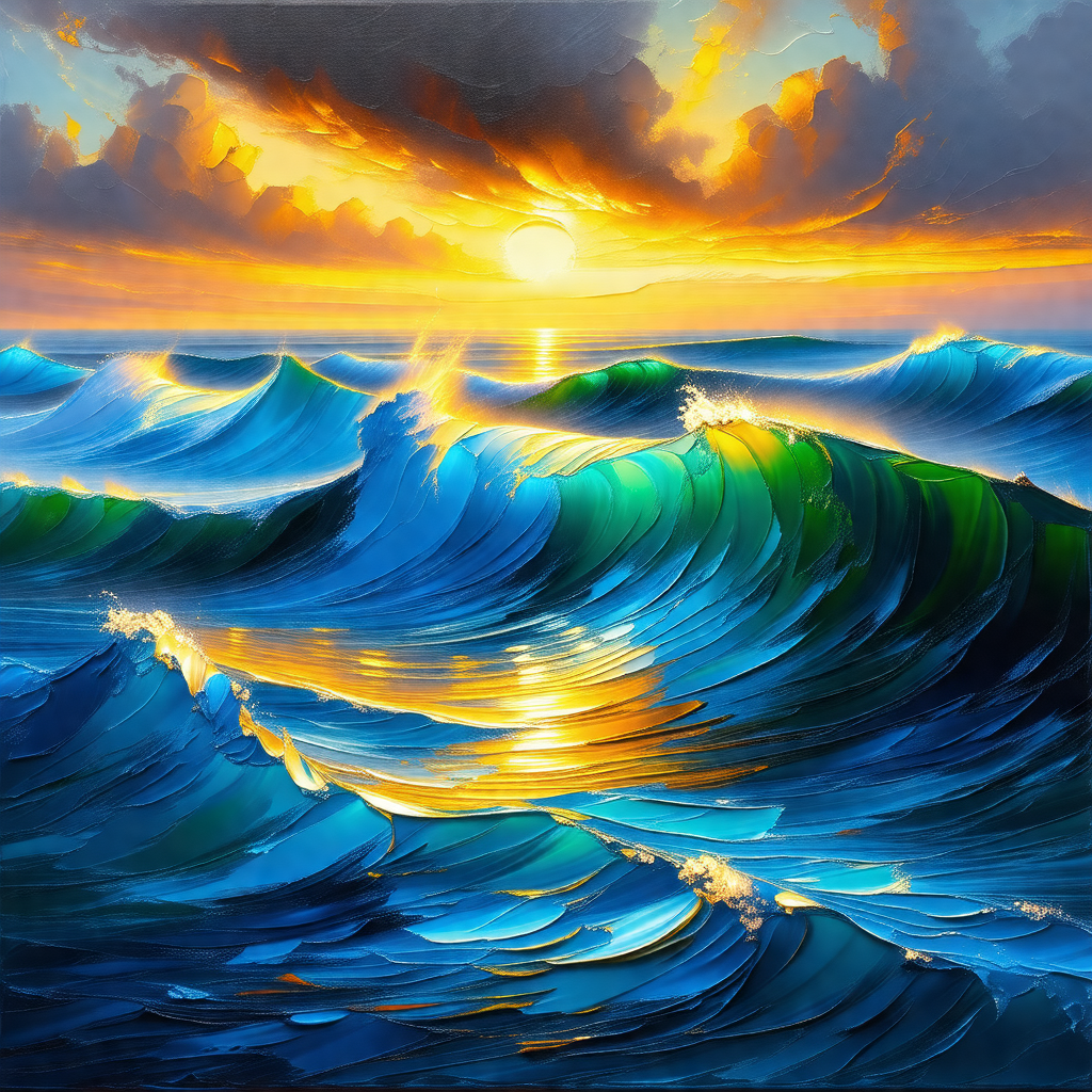 Beautiful sunset over the ocean, with the sun setting beh...
