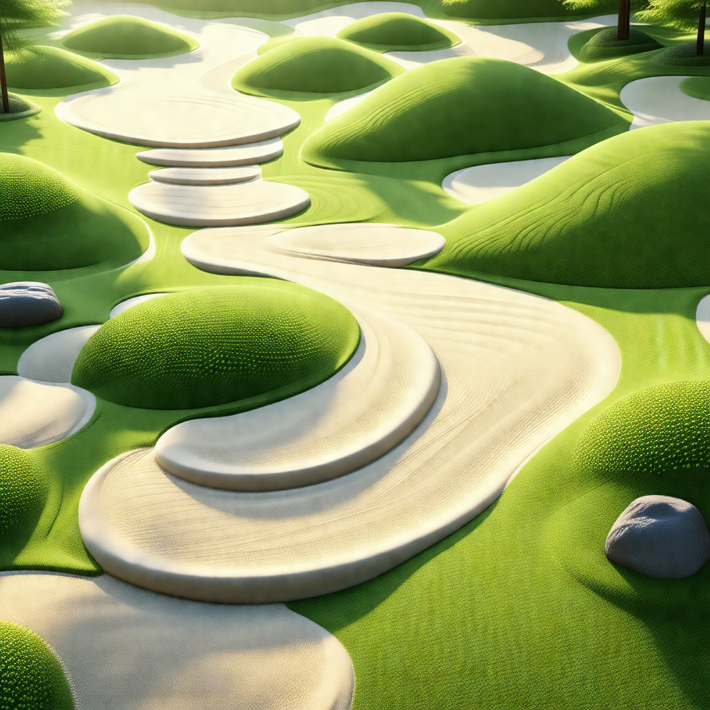 Computer-generated (cgi) depiction of a golf course, feat...