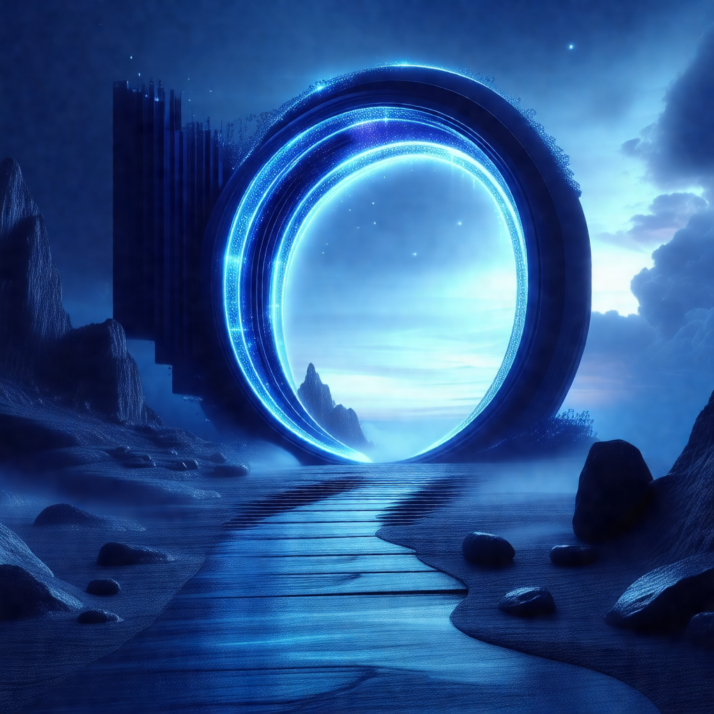 Futuristic, blue-lit tunnel that appears to be a part of ...