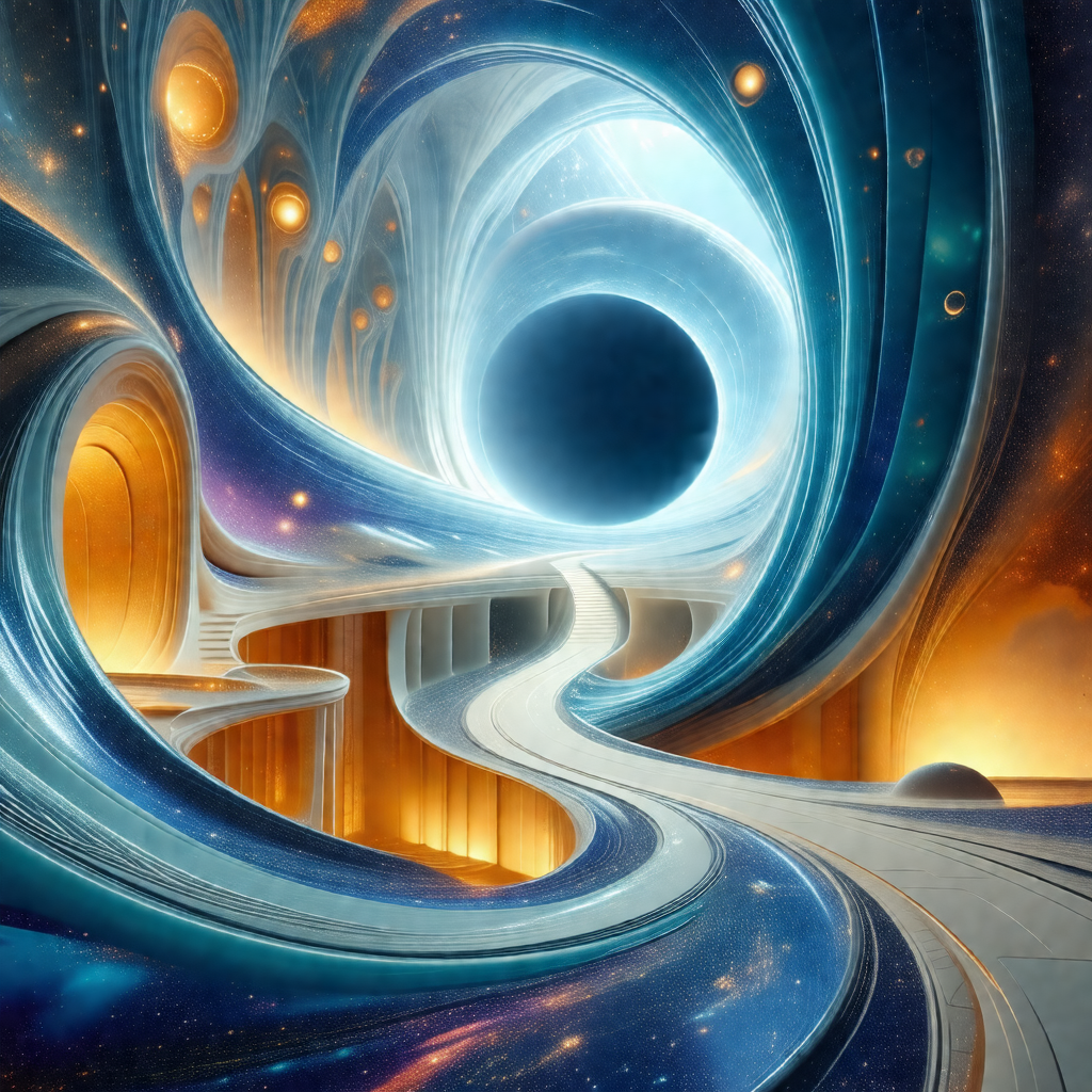 Colorful and detailed painting of a spiral staircase