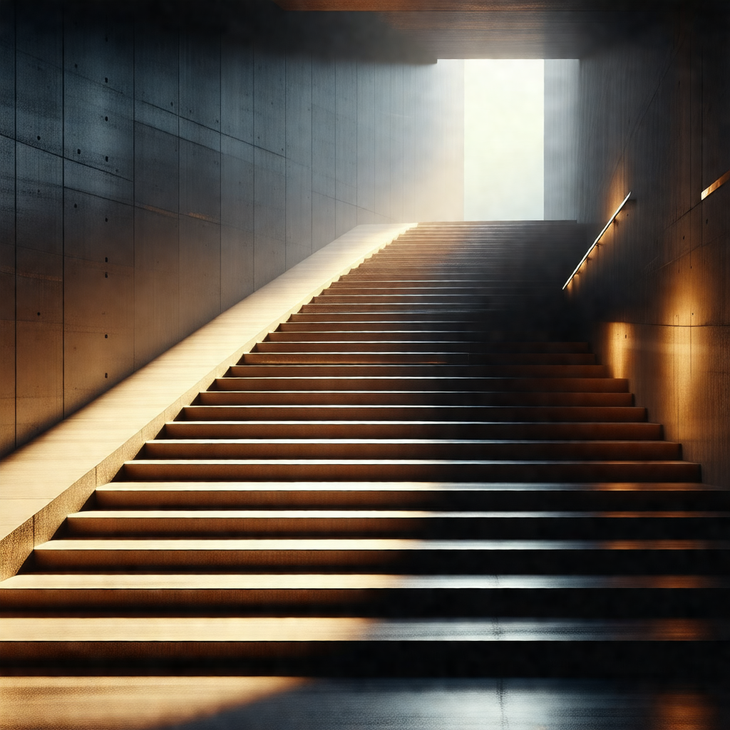 Staircase with a large number of steps