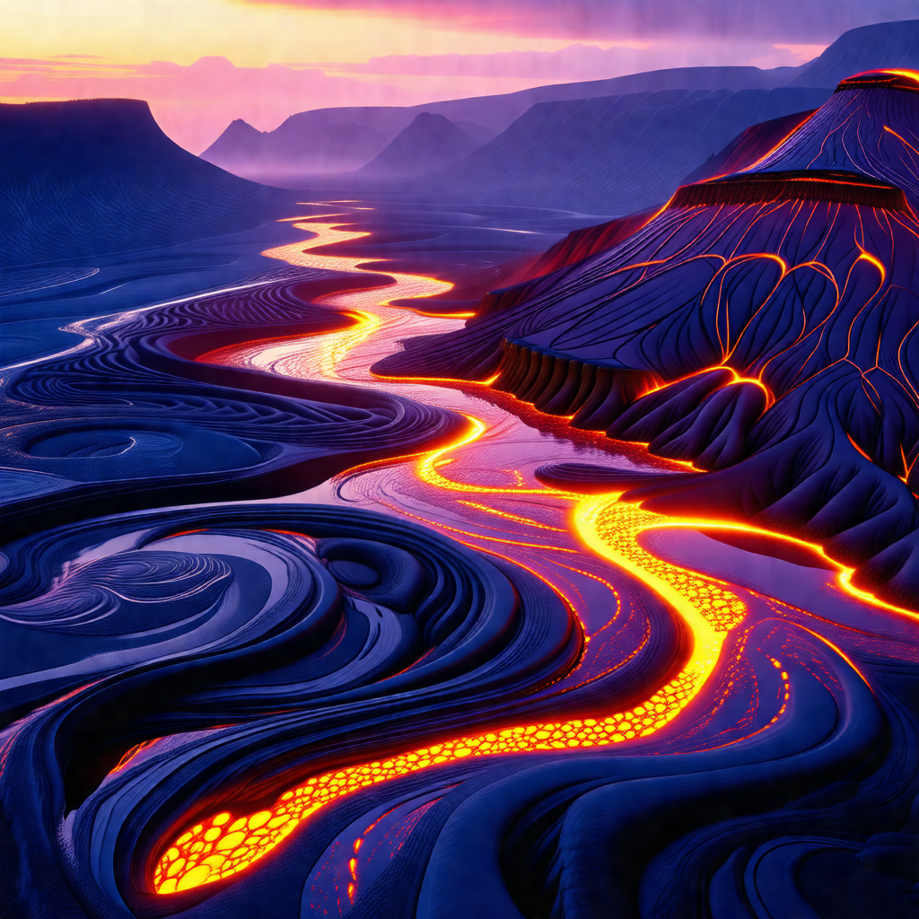 Beautiful landscape with a river flowing through a valley