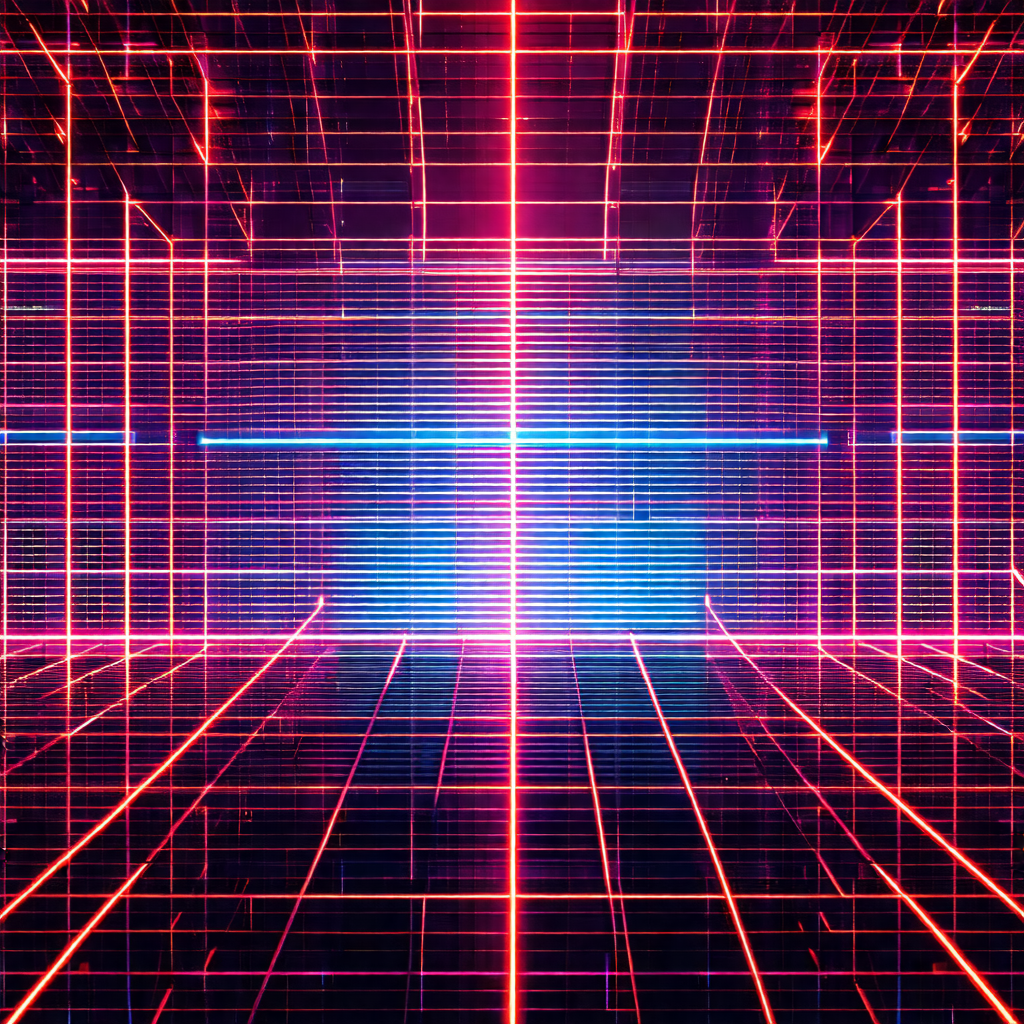 Close-up of a brightly colored, three-dimensional grid