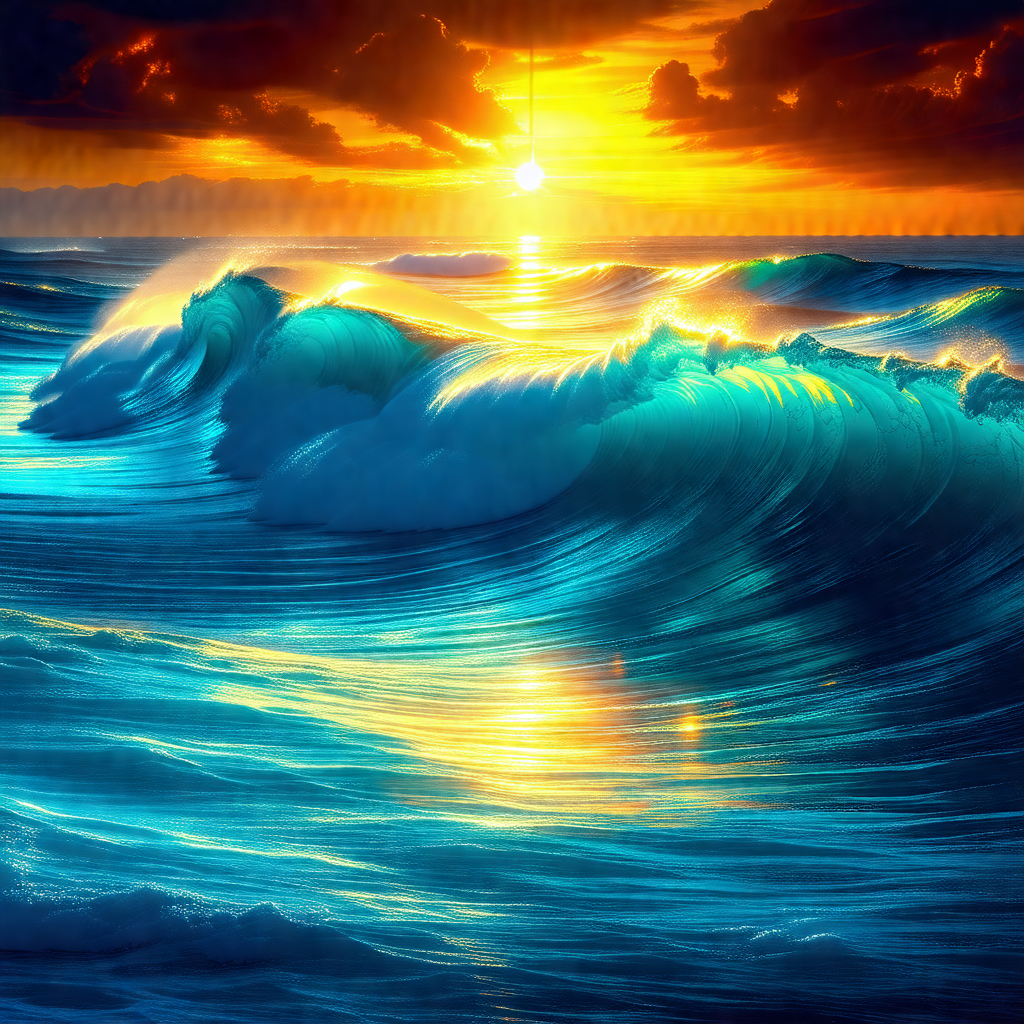 Large wave crashing into the ocean, creating a beautiful ...
