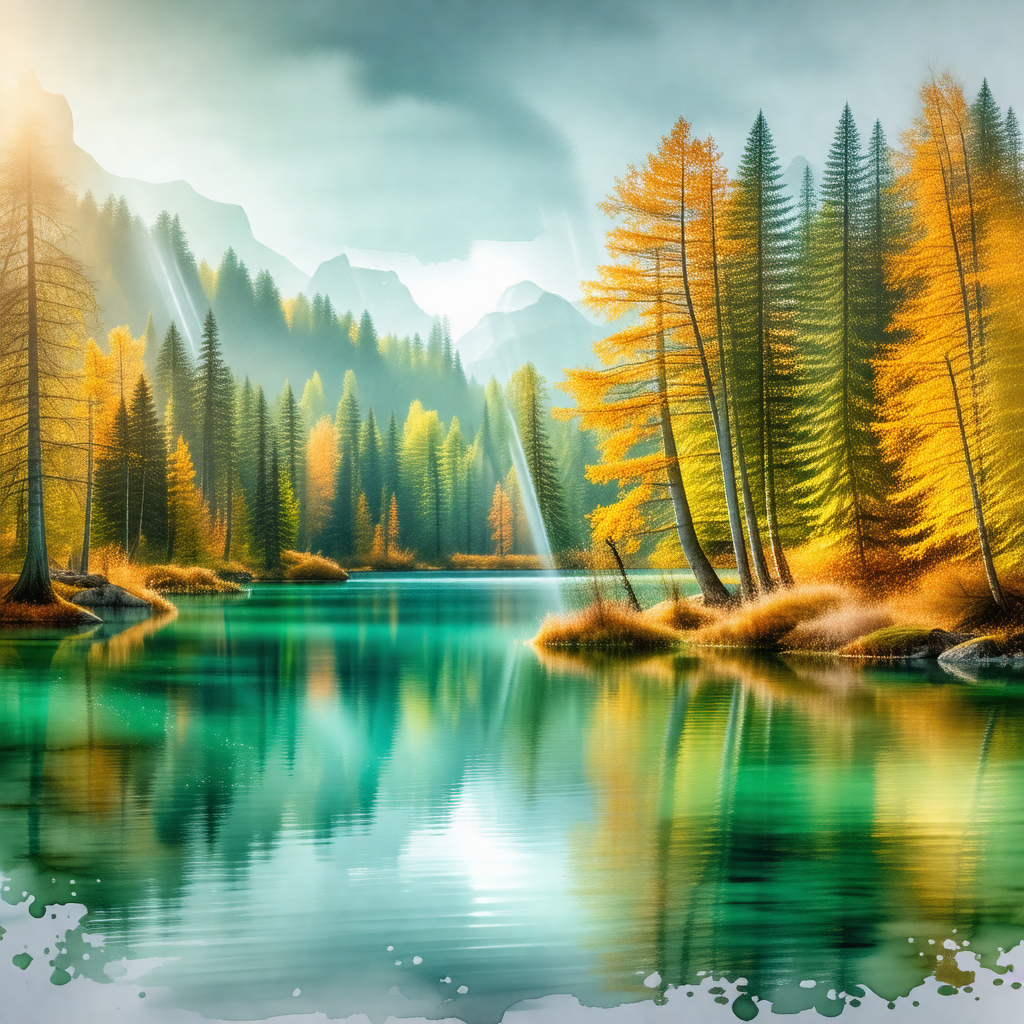 Serene scene of a lake surrounded by a forest