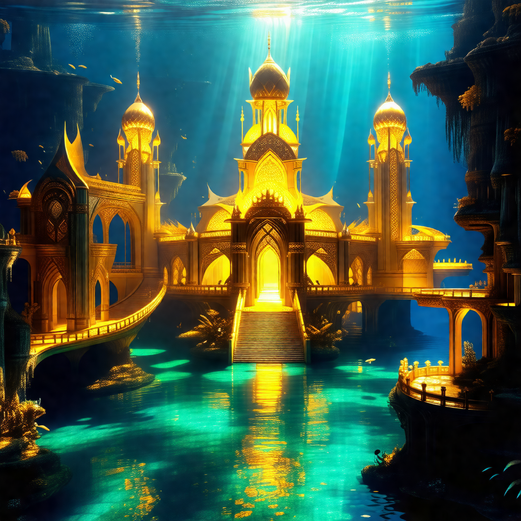 Large, ornate palace situated in a body of water