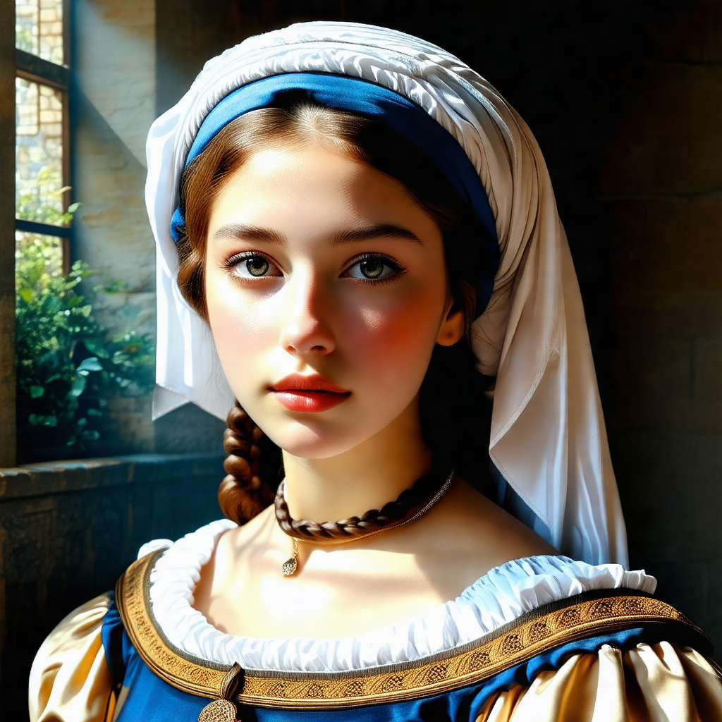 Woman wearing a blue headband and a white hat