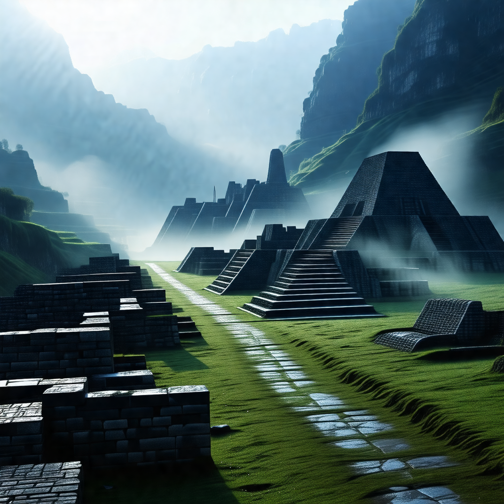 Computer-generated (cgi) depiction of an ancient city, li...