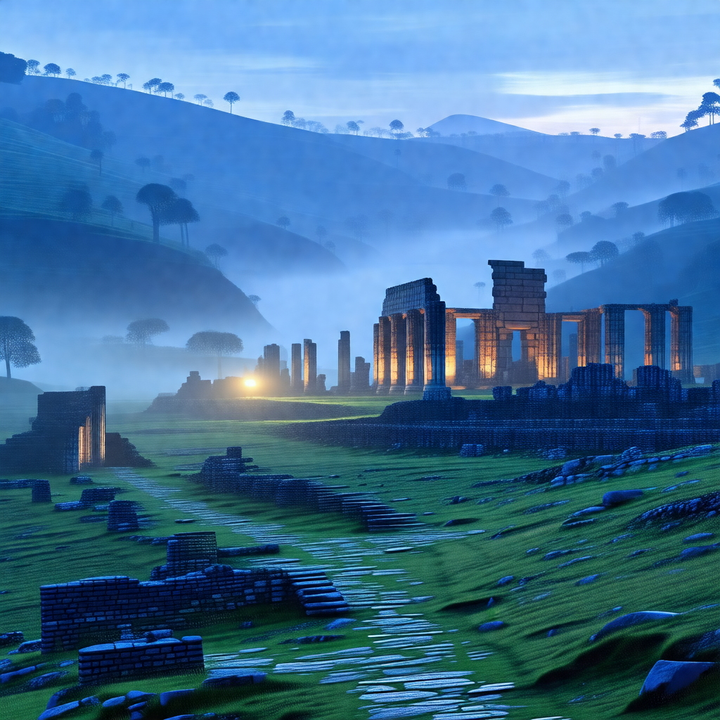 Computer-generated (cgi) depiction of a large stone struc...