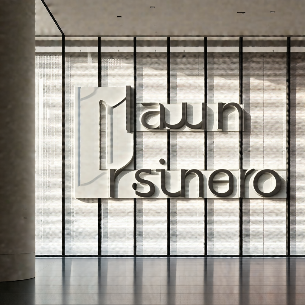 Large white sign with black lettering, which reads "tawn ...