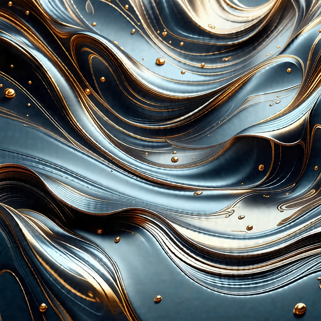 Blue and gold ocean wave with a few bubbles floating in t...