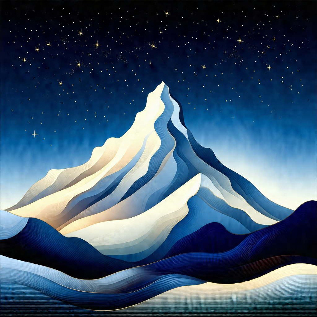 Majestic mountain with a snow-capped peak, towering over ...