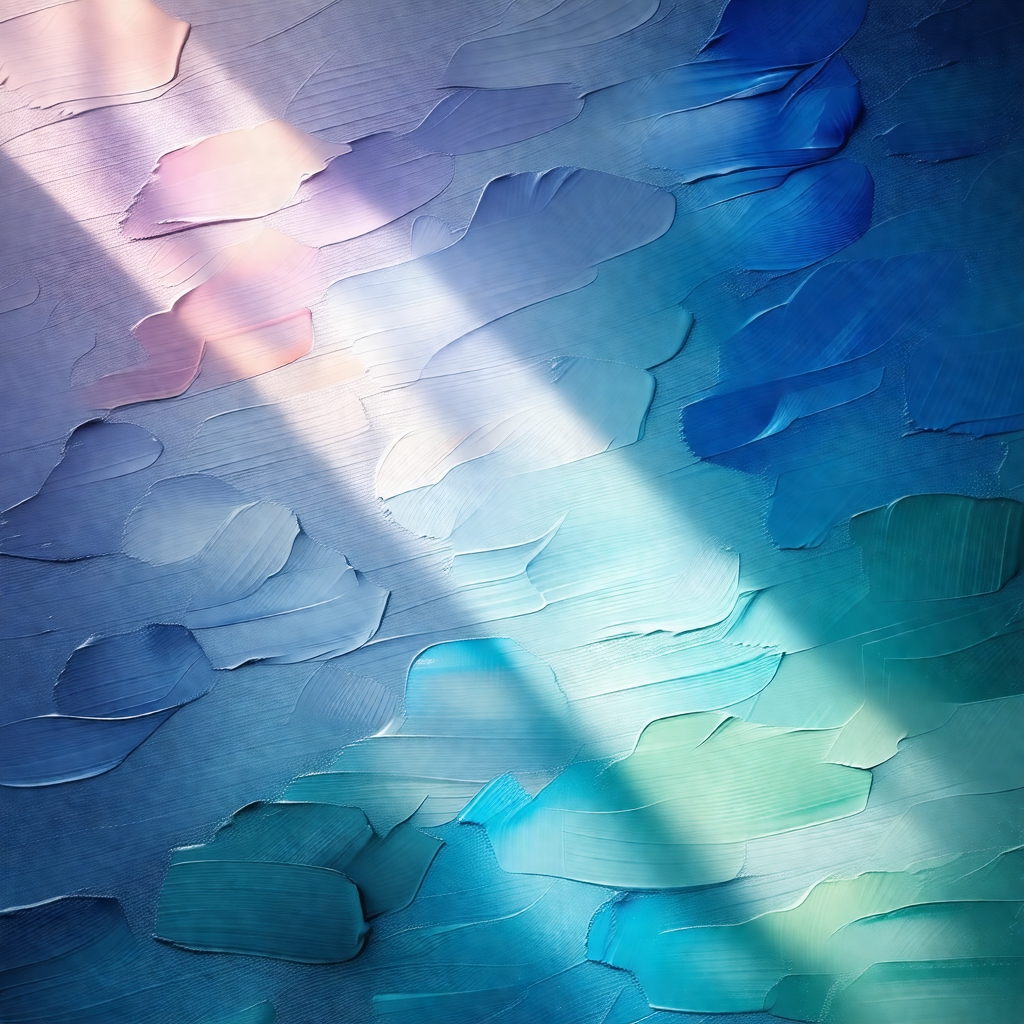 Blue and white painting with a sunlight shining on it