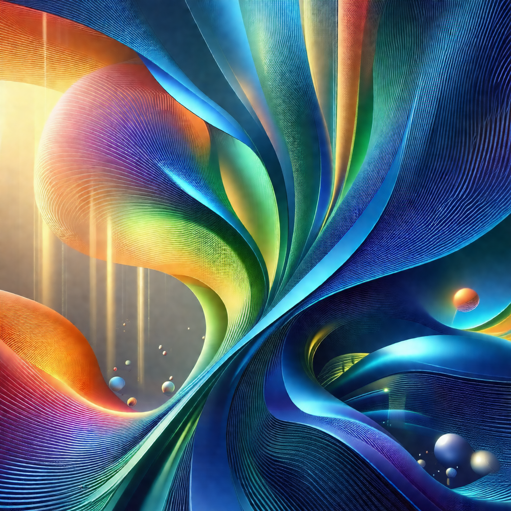 Colorful and abstract artwork featuring a swirling, spira...