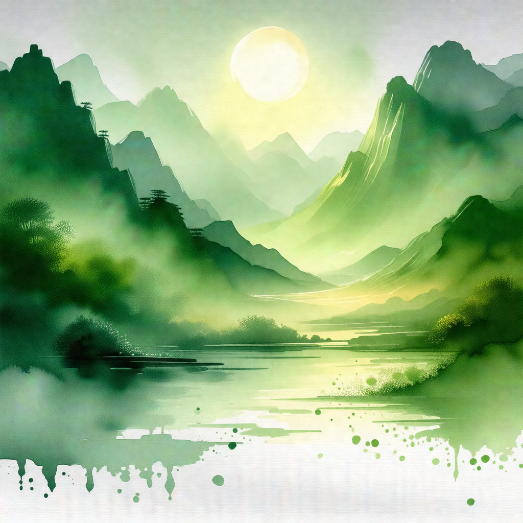 Beautiful mountain landscape with a large body of water, ...