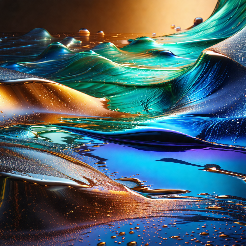 Vibrant and colorful waterfall, with a mix of blue, green...