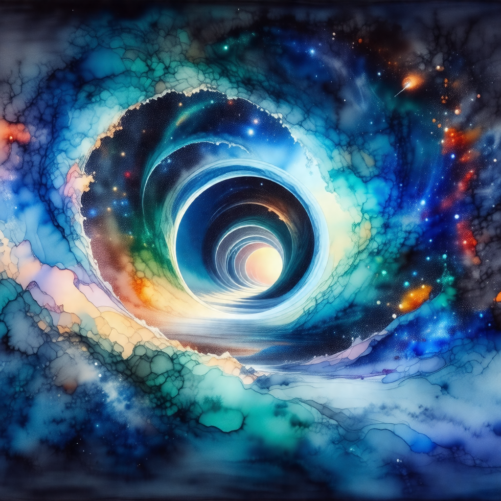 Painting of a spiral galaxy, featuring a large, swirling ...