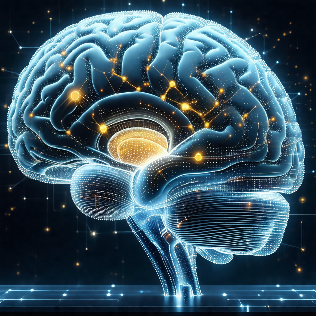Close-up of a human brain, with a focus on the frontal lobe