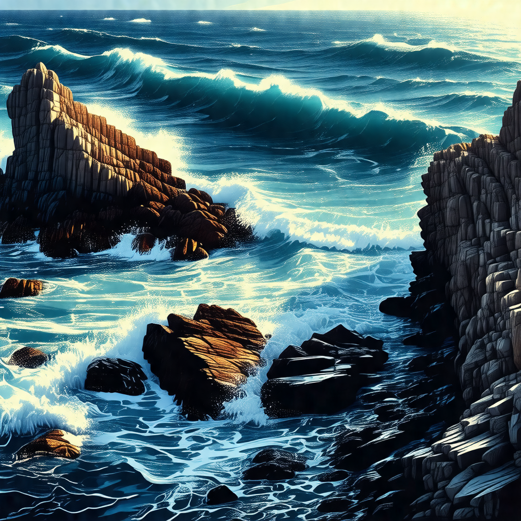 Beautiful ocean scene with a large body of water and a fe...