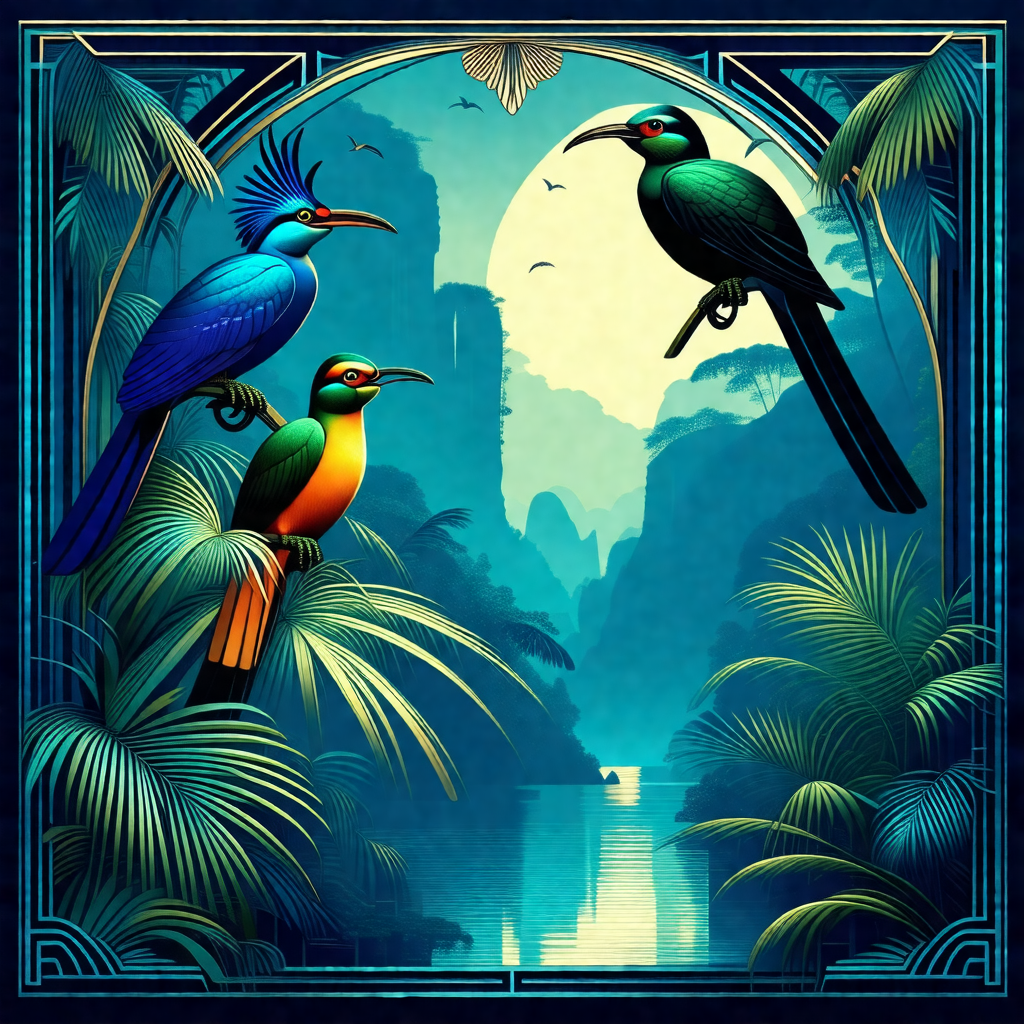 Lush, tropical forest with a beautiful blue lagoon