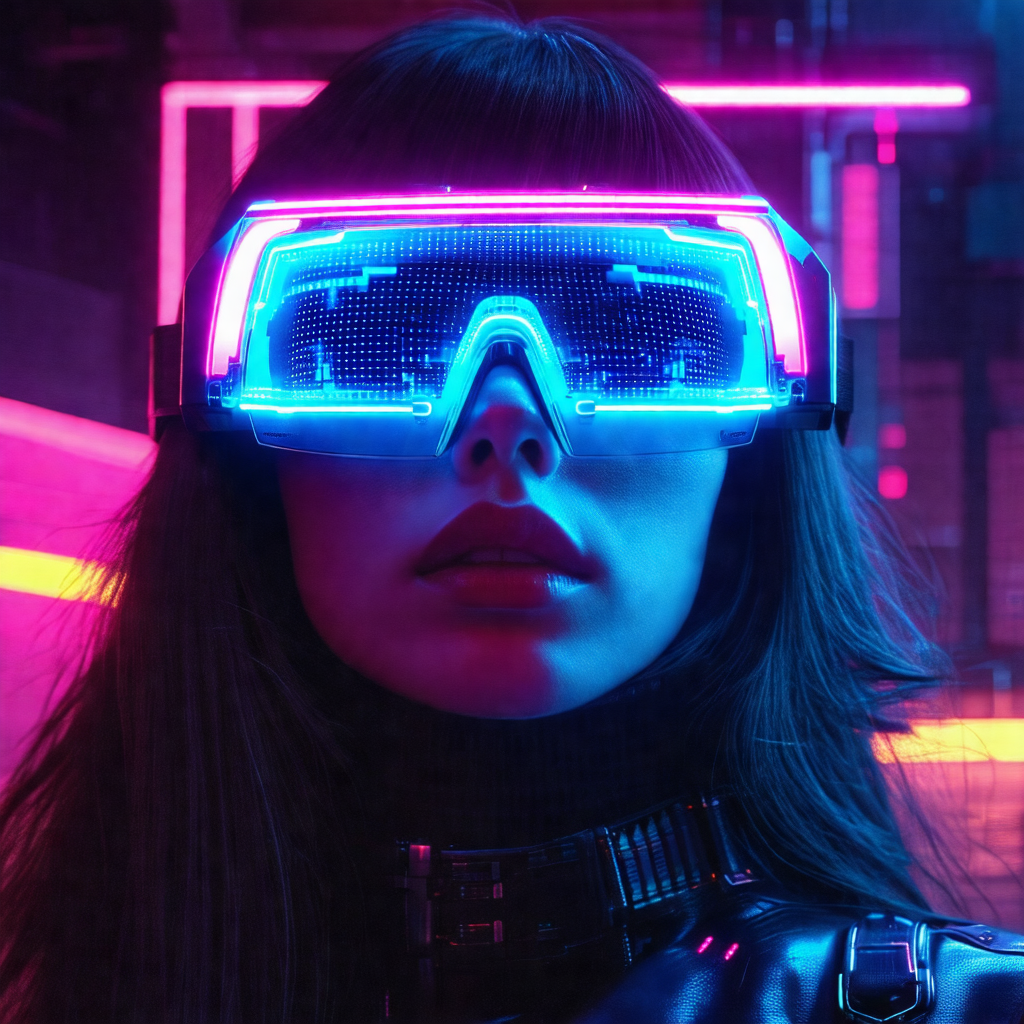 Woman wearing a futuristic outfit, including a black leat...