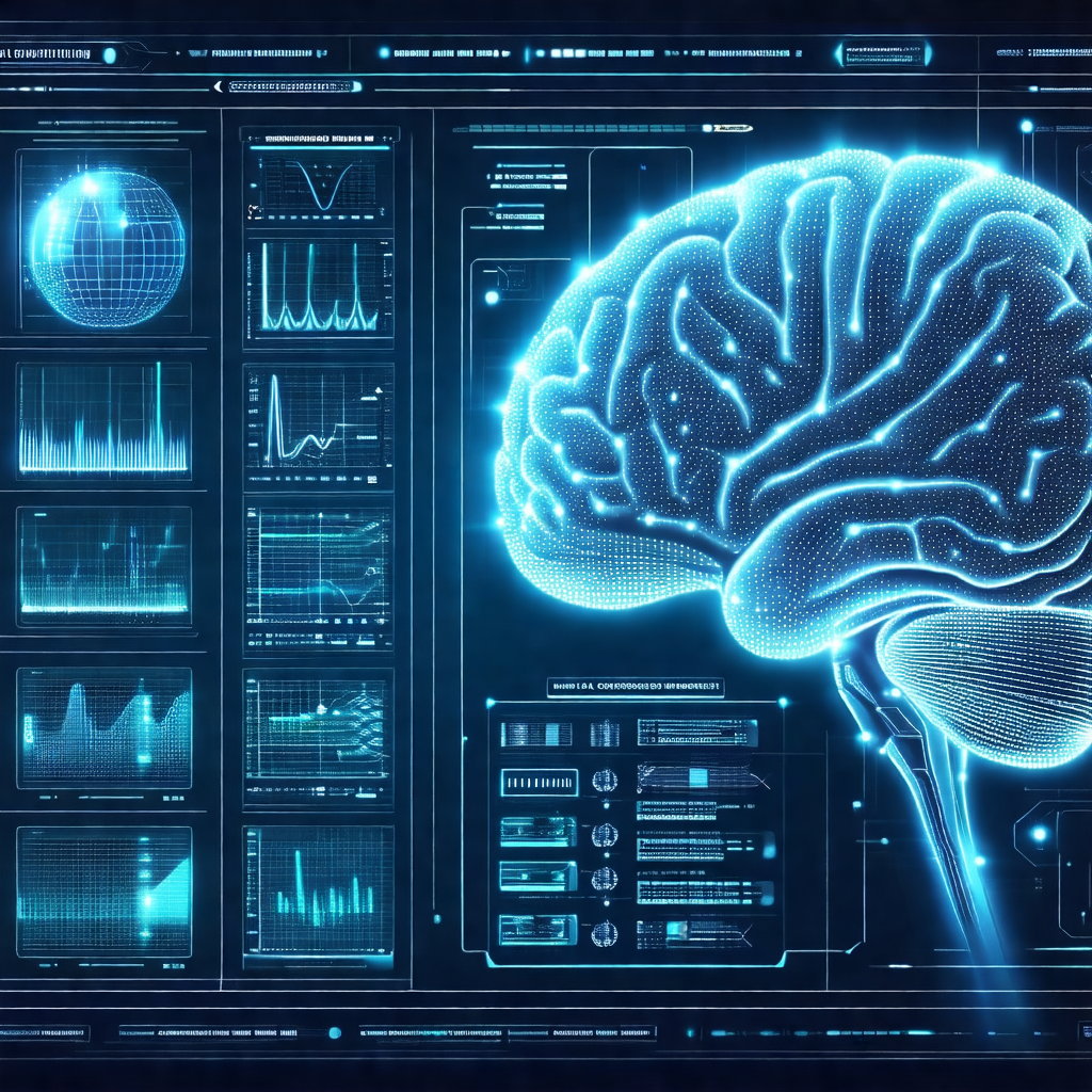 Close-up of a human brain, with a blue glow surrounding it