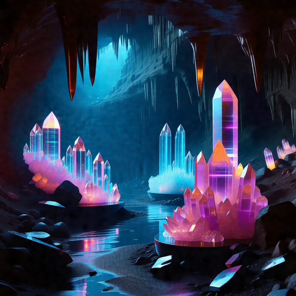 Cave with a river flowing through it