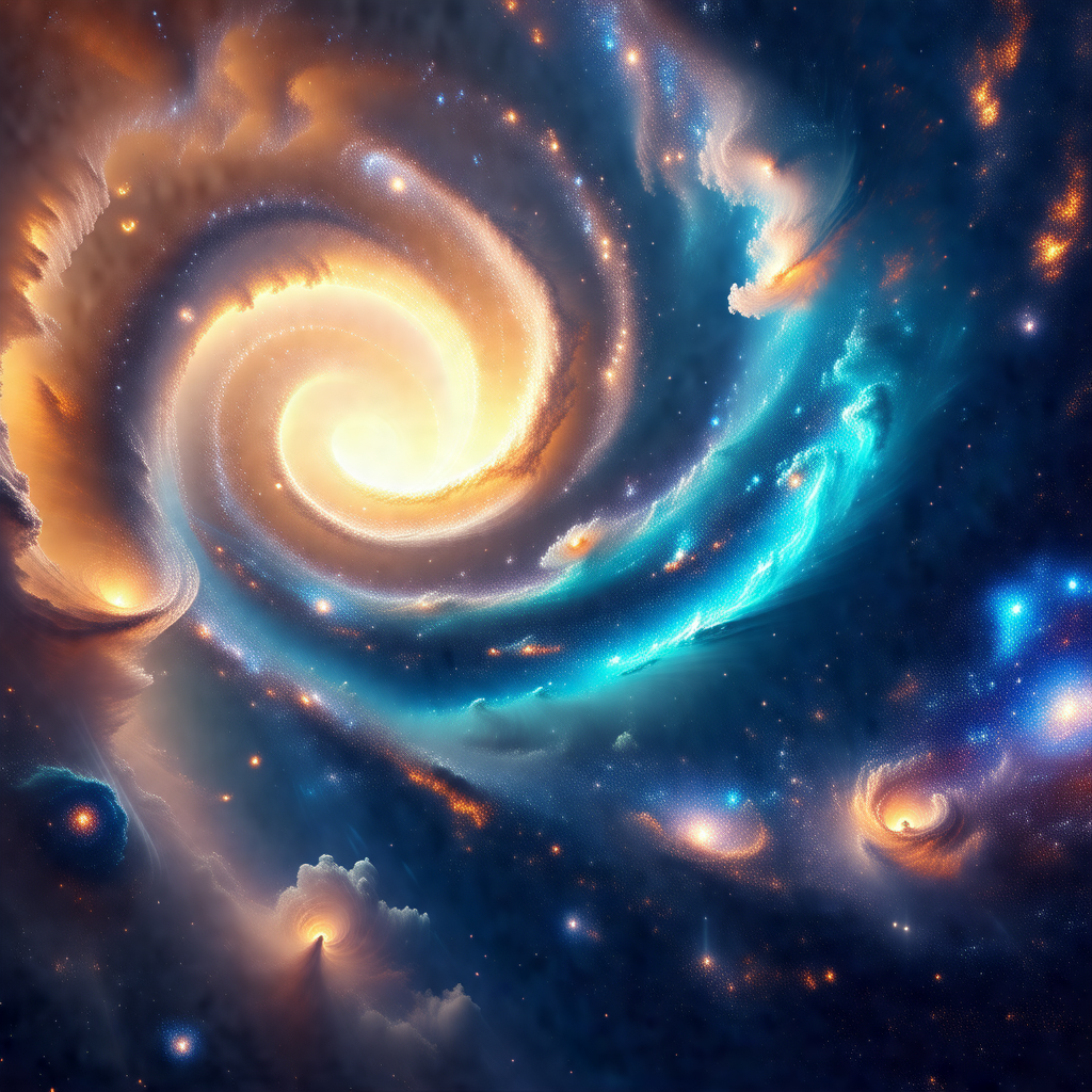 Beautiful spiral galaxy with a swirling pattern of blue a...