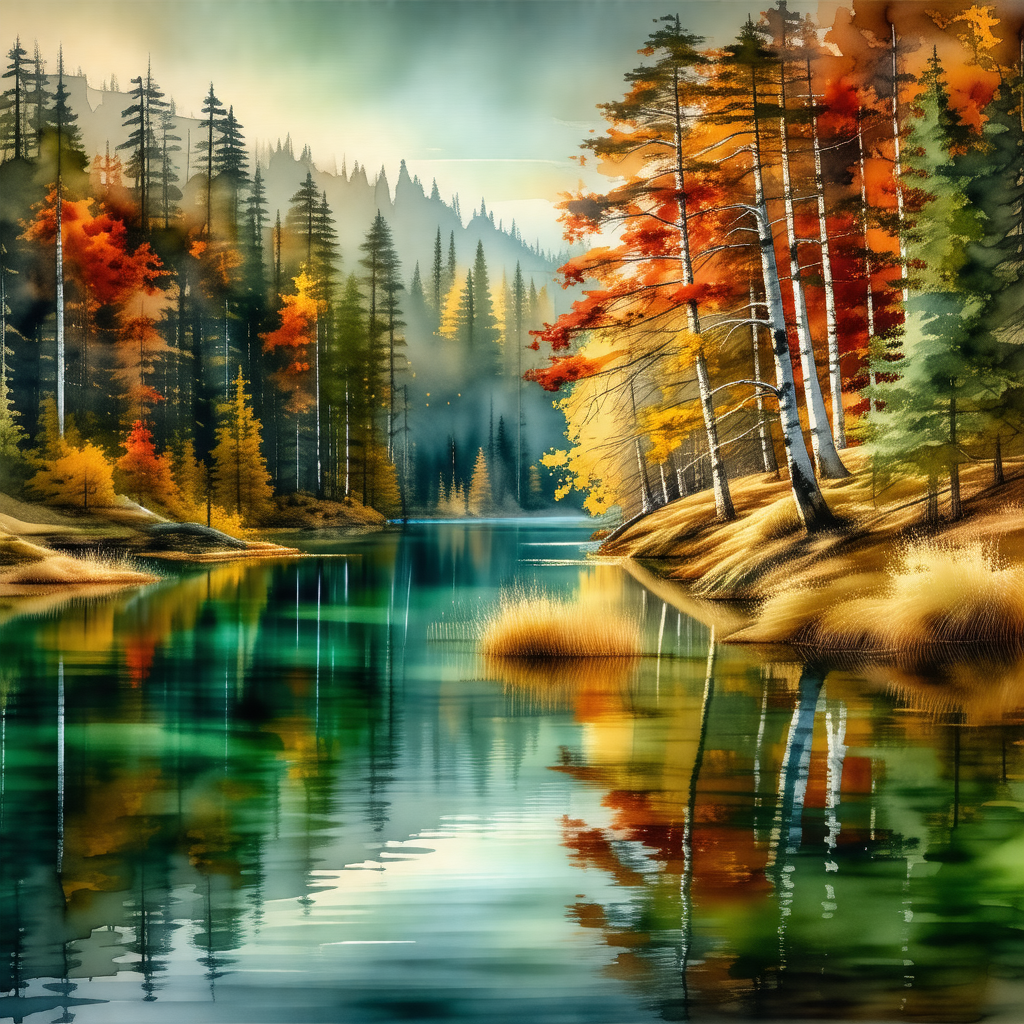 Serene scene of a lake surrounded by trees