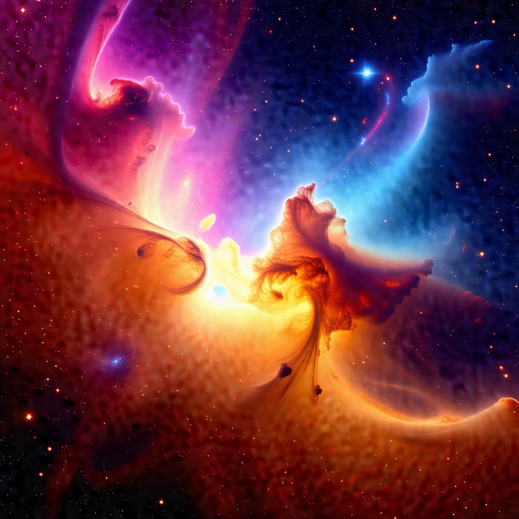 Vibrant and colorful nebula, which appears to be a part o...