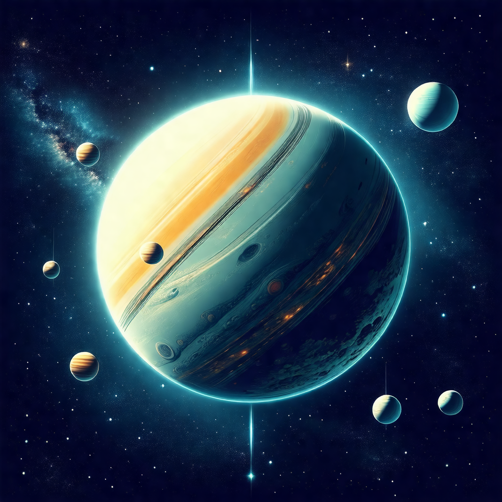 Colorful and detailed illustration of the solar system