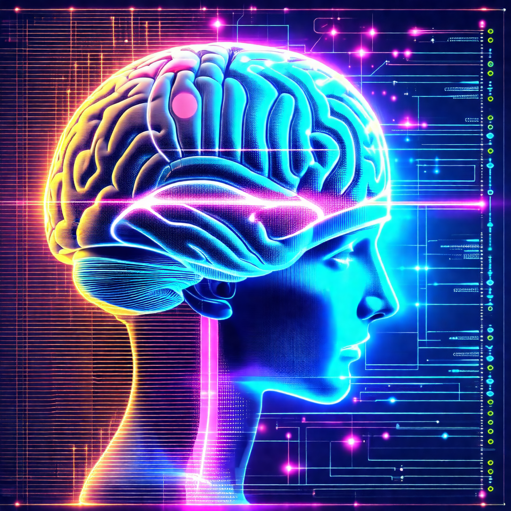 Close-up of a human head with a blue brain