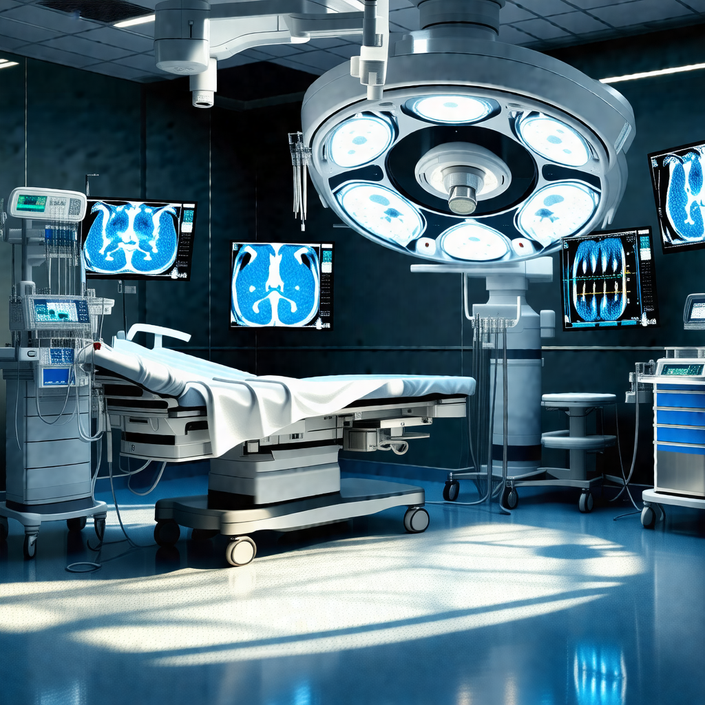 Hospital room with a large, open surgical area