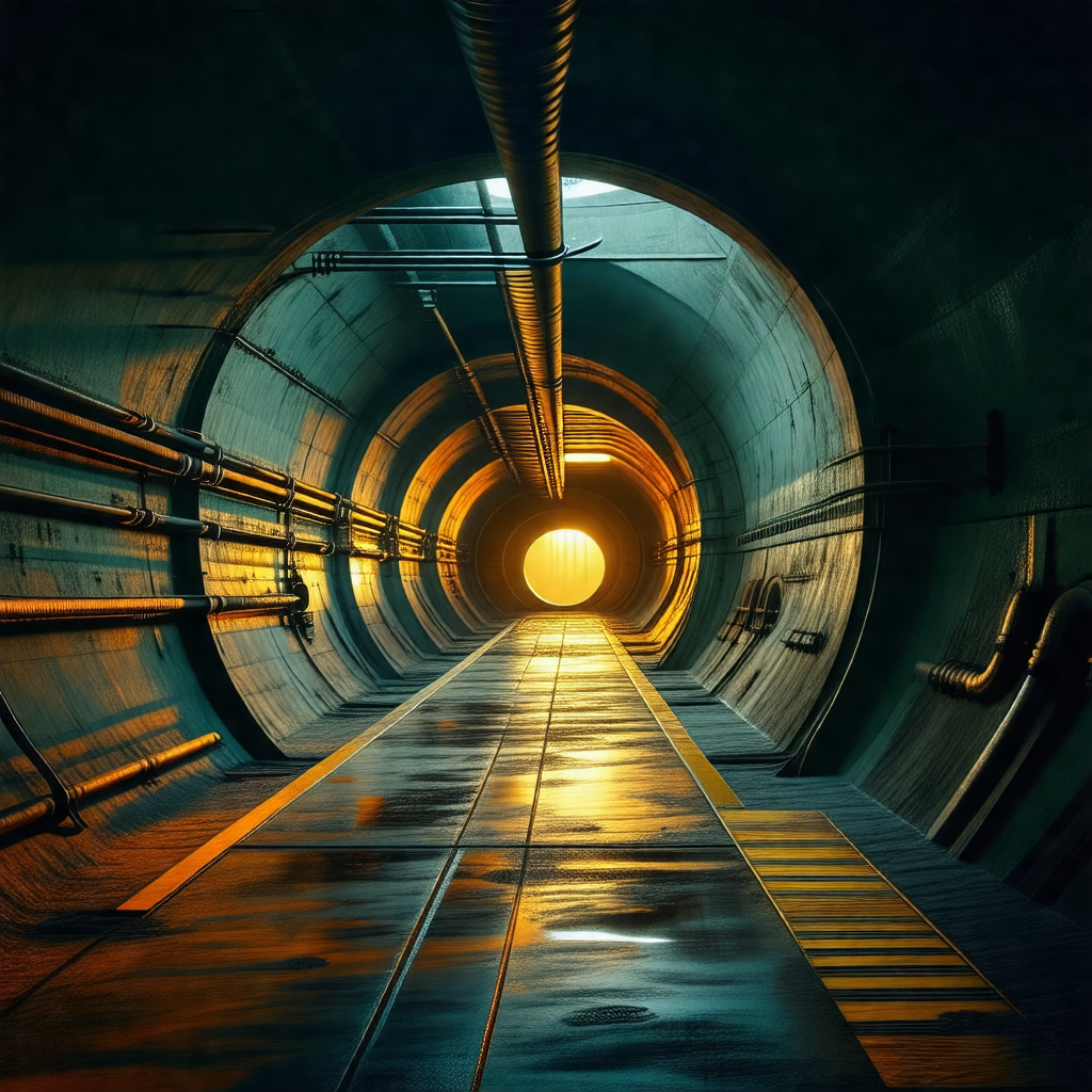 Train traveling through a tunnel