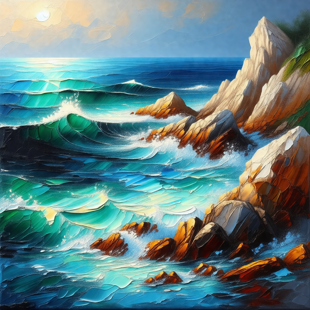 Beautiful ocean scene with a rocky coastline