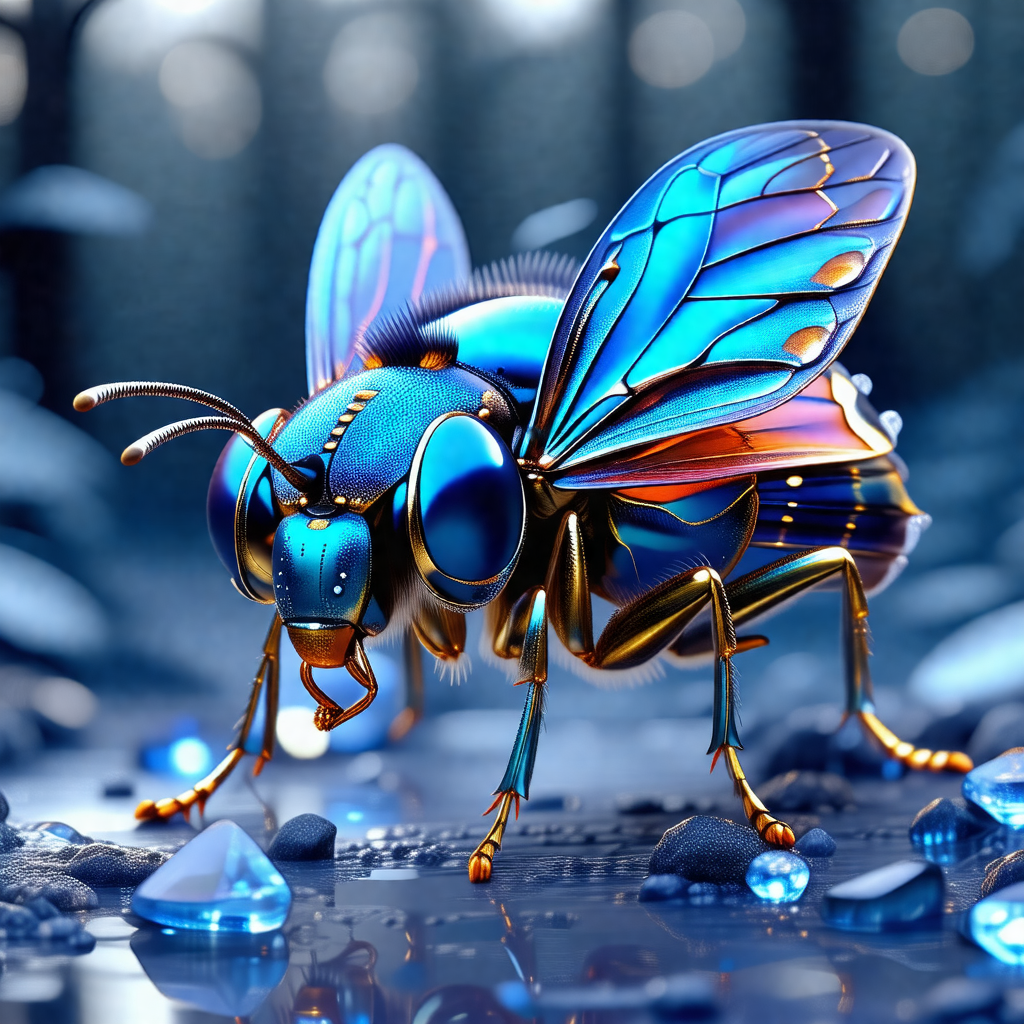 Large, blue and gold butterfly with a long antennae
