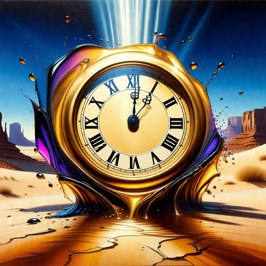 Large, golden clock with roman numerals on its face