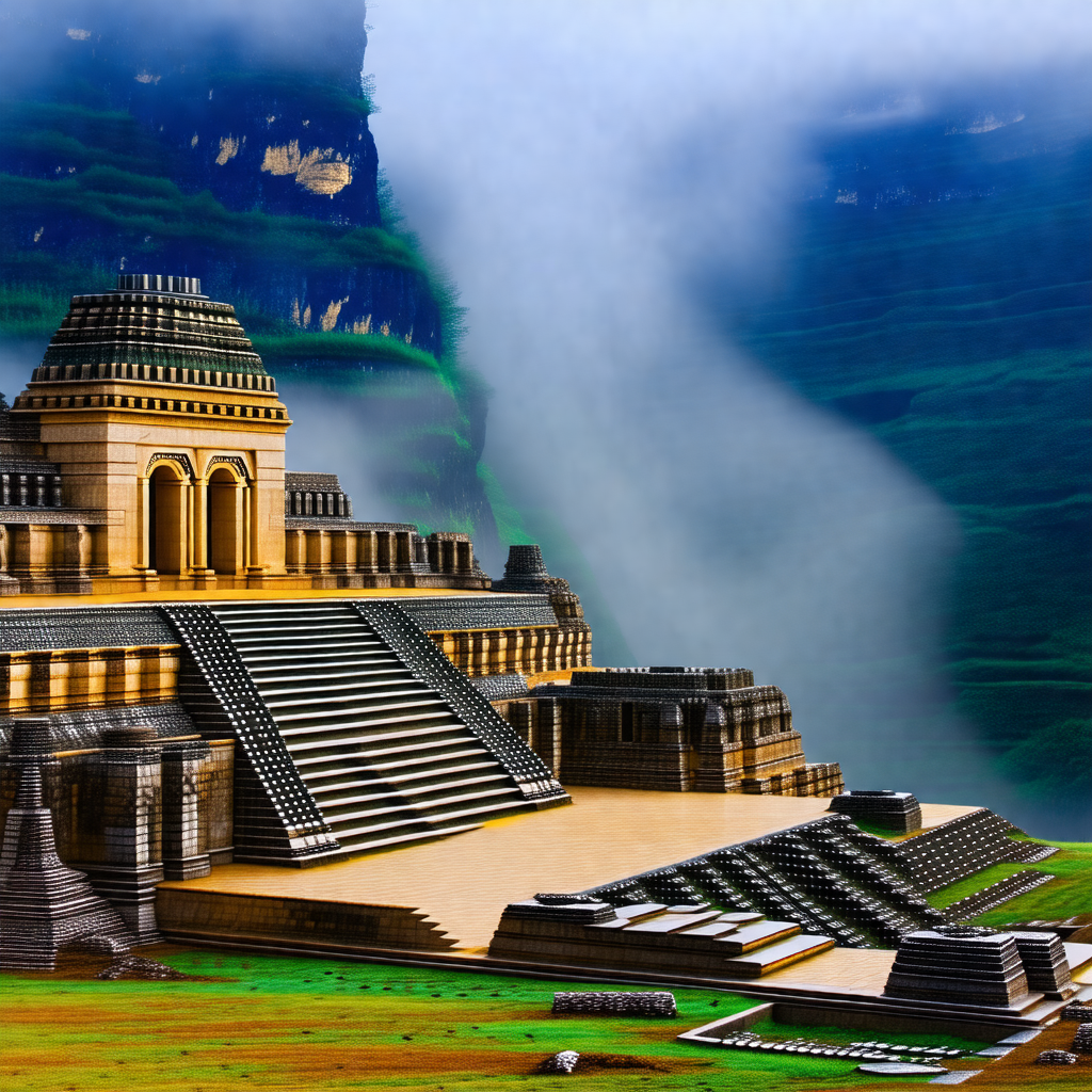 Large, intricately designed building with a pyramid shape...