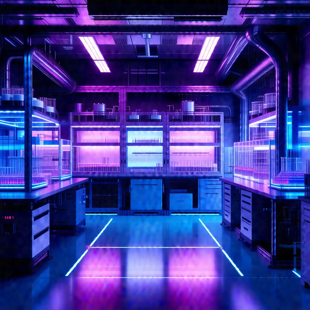 Laboratory filled with various pieces of equipment and fu...