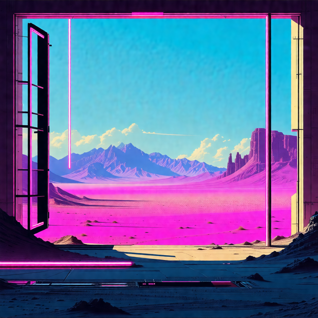 Large, open doorway with a pinkish hue, leading to a beau...