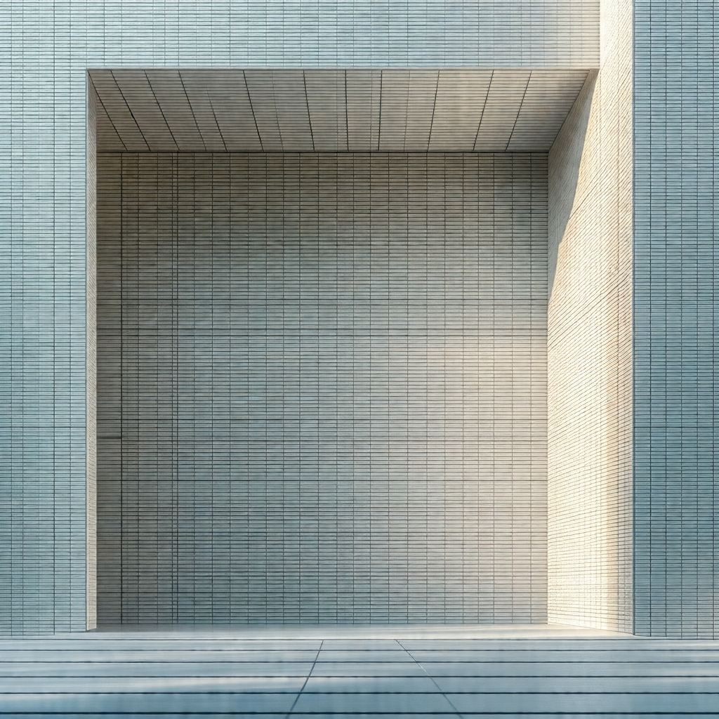 Large, empty room with a white brick wall