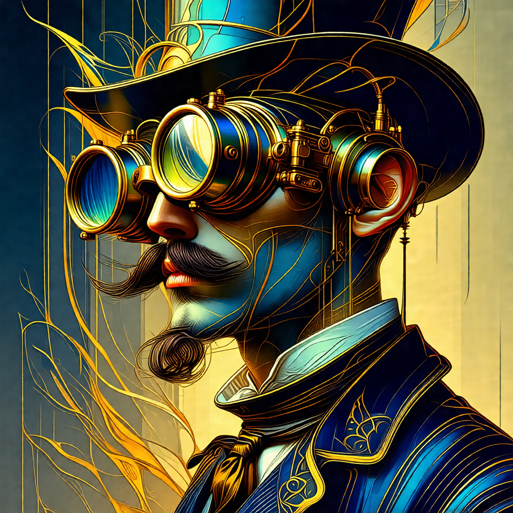 Man wearing a top hat and glasses, giving him a distincti...