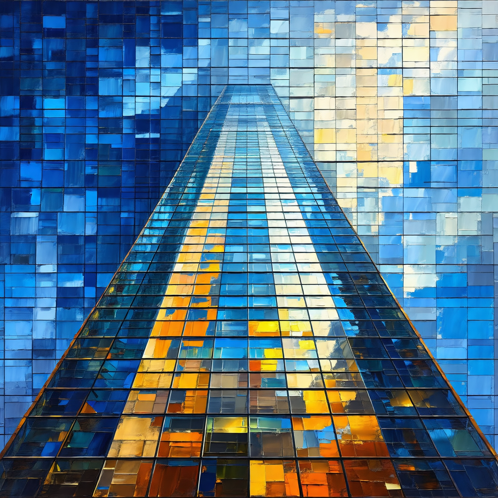 Tall building with a large glass window