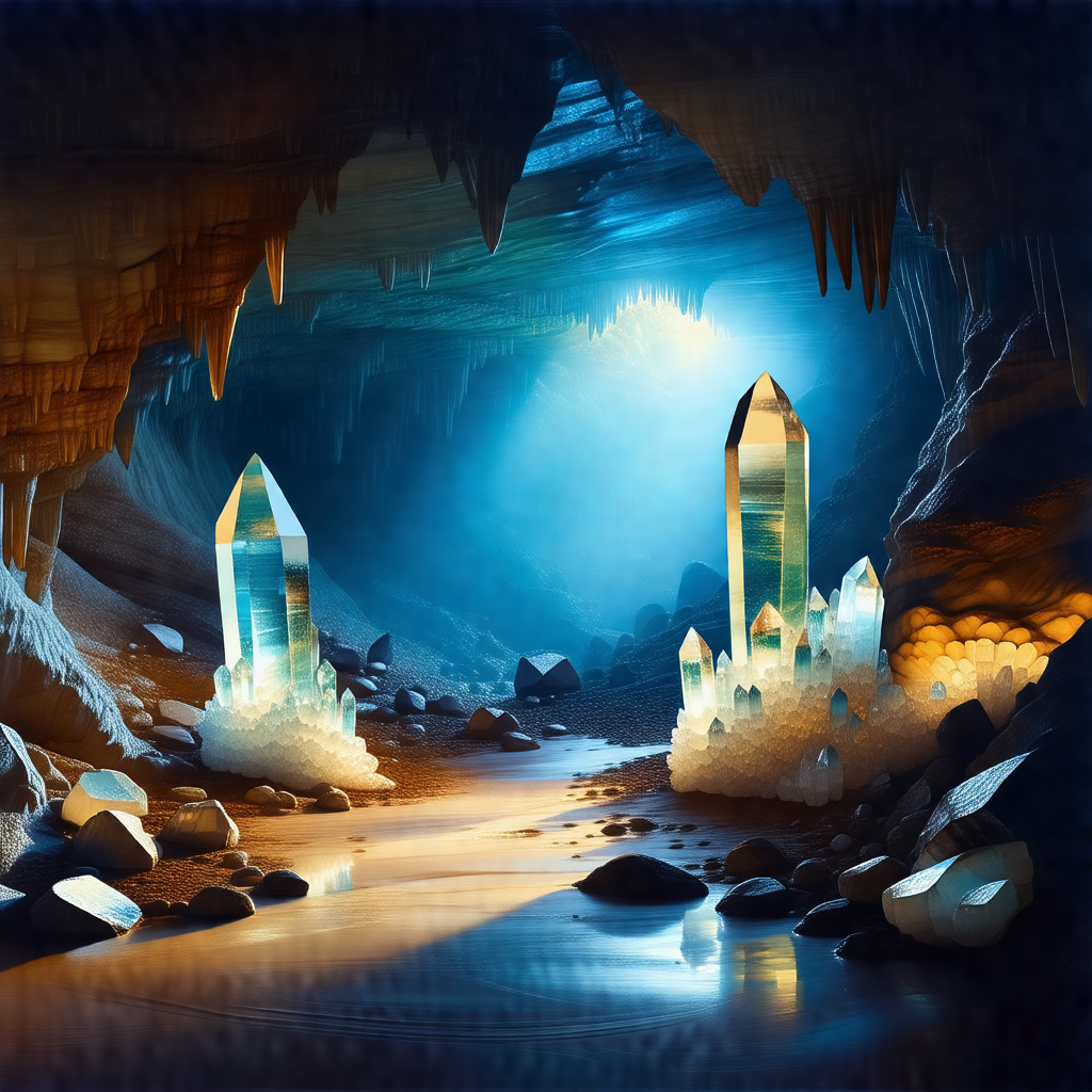 Cave with a river flowing through it